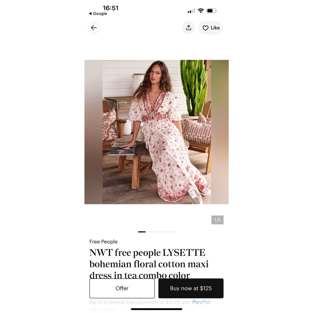 Free People Lysette Tiered Floral Maxi Dress L Boho Cottage